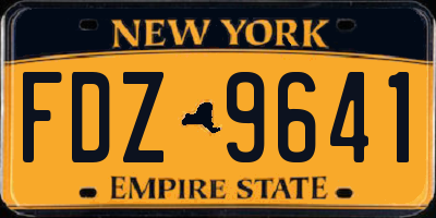 NY license plate FDZ9641