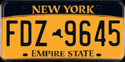 NY license plate FDZ9645