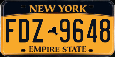 NY license plate FDZ9648
