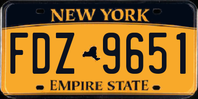 NY license plate FDZ9651