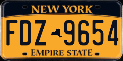 NY license plate FDZ9654