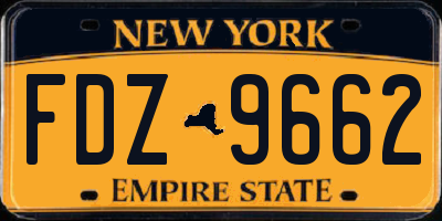 NY license plate FDZ9662