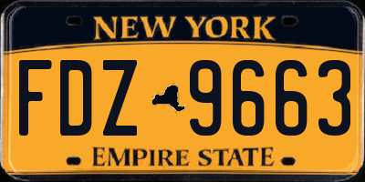 NY license plate FDZ9663