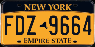 NY license plate FDZ9664