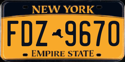 NY license plate FDZ9670