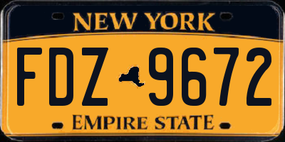 NY license plate FDZ9672