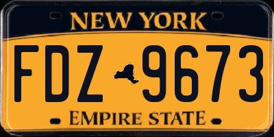 NY license plate FDZ9673