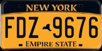 NY license plate FDZ9676