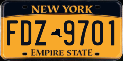 NY license plate FDZ9701