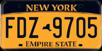 NY license plate FDZ9705