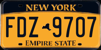 NY license plate FDZ9707