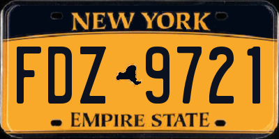 NY license plate FDZ9721