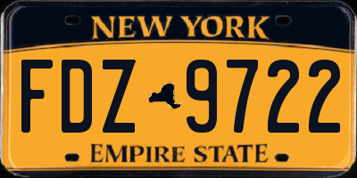 NY license plate FDZ9722