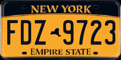 NY license plate FDZ9723