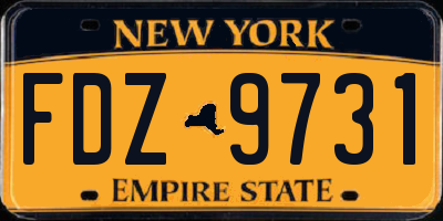 NY license plate FDZ9731