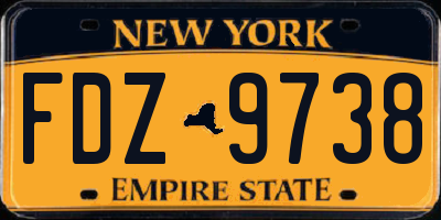 NY license plate FDZ9738