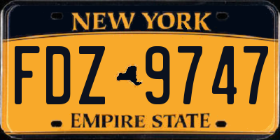NY license plate FDZ9747