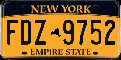 NY license plate FDZ9752
