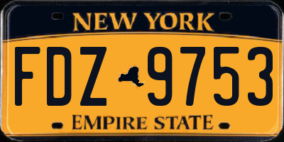 NY license plate FDZ9753