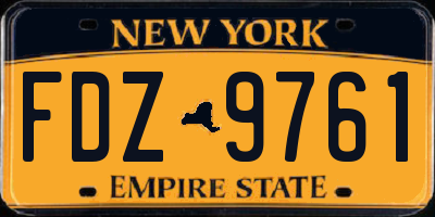 NY license plate FDZ9761