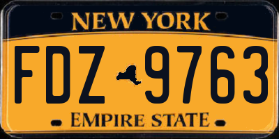 NY license plate FDZ9763