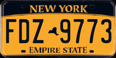 NY license plate FDZ9773