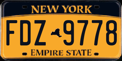 NY license plate FDZ9778