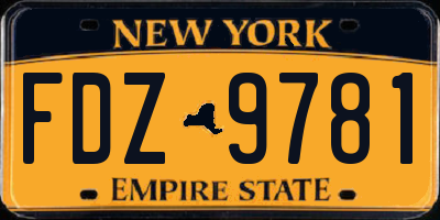 NY license plate FDZ9781
