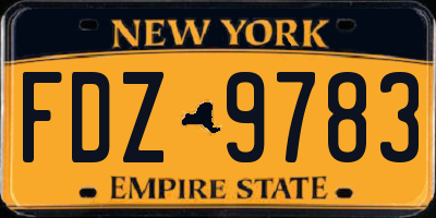NY license plate FDZ9783
