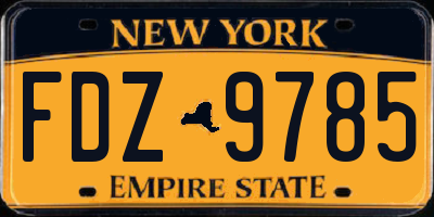 NY license plate FDZ9785