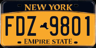 NY license plate FDZ9801