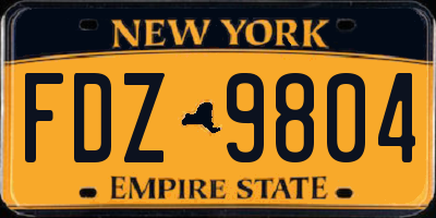 NY license plate FDZ9804