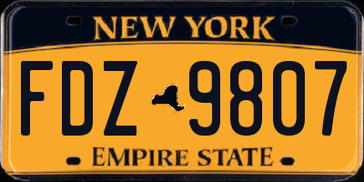 NY license plate FDZ9807