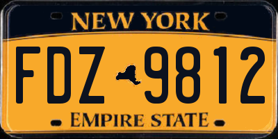 NY license plate FDZ9812