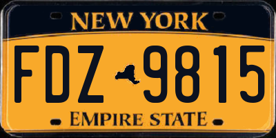 NY license plate FDZ9815