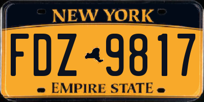 NY license plate FDZ9817