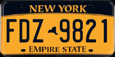 NY license plate FDZ9821