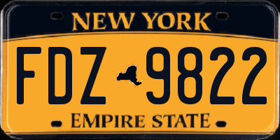 NY license plate FDZ9822