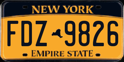 NY license plate FDZ9826