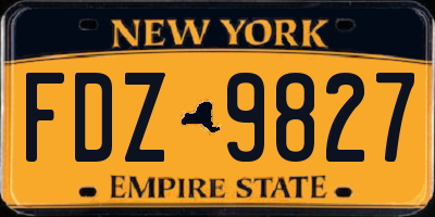 NY license plate FDZ9827