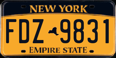 NY license plate FDZ9831