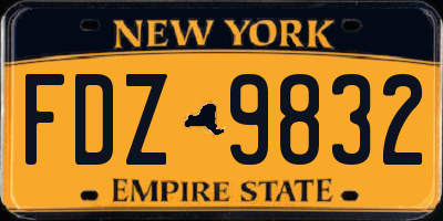 NY license plate FDZ9832