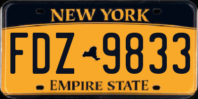 NY license plate FDZ9833