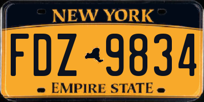 NY license plate FDZ9834