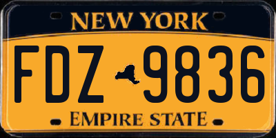 NY license plate FDZ9836