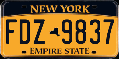 NY license plate FDZ9837