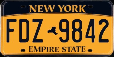 NY license plate FDZ9842