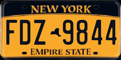 NY license plate FDZ9844