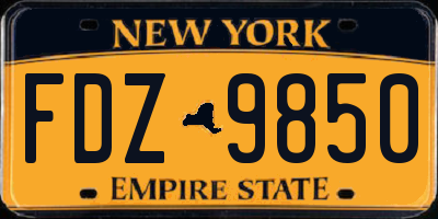 NY license plate FDZ9850