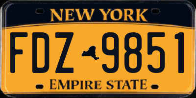 NY license plate FDZ9851